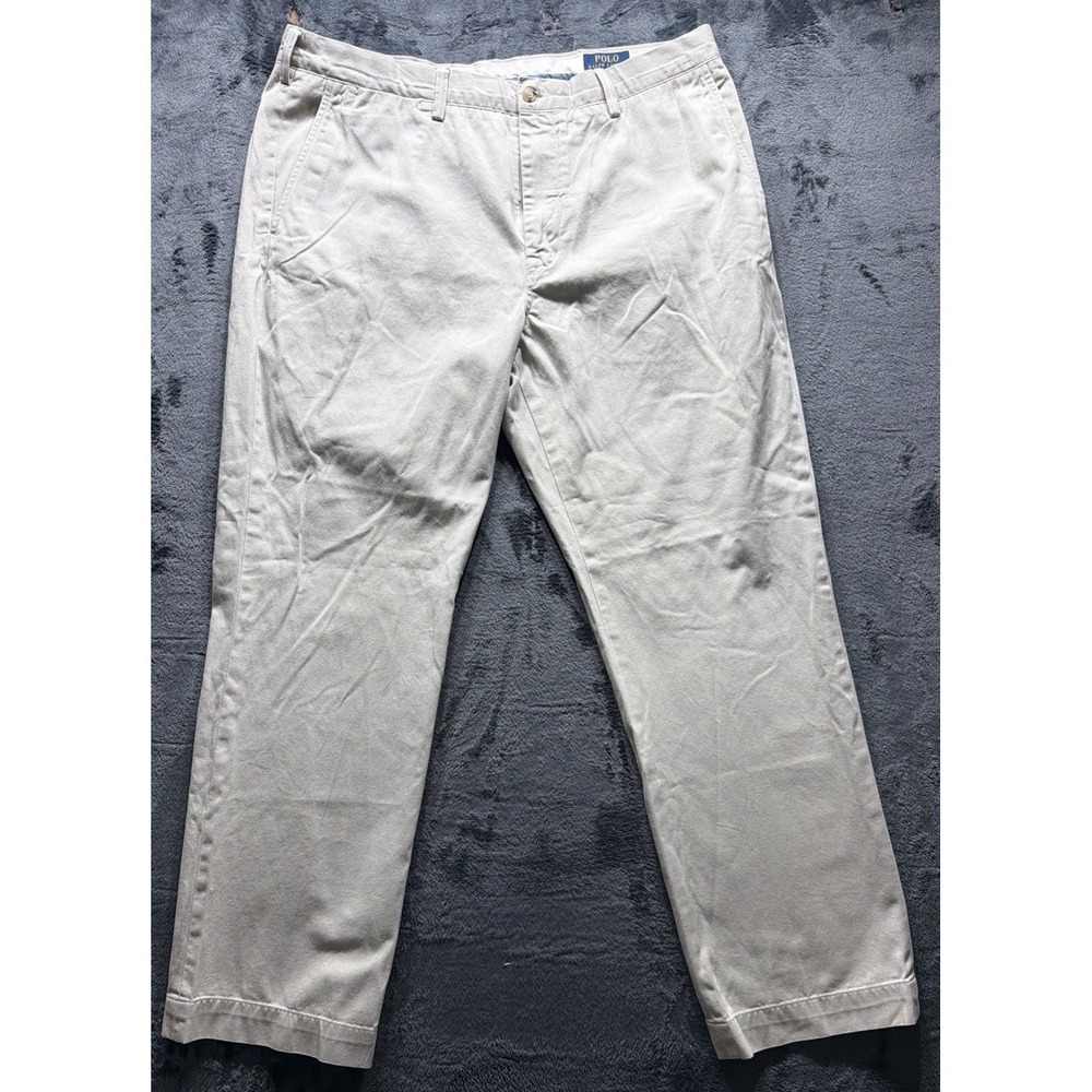 Polo Ralph Lauren Classic Fit The Polo Chino Pants Flat Front Stone Beige 36x30